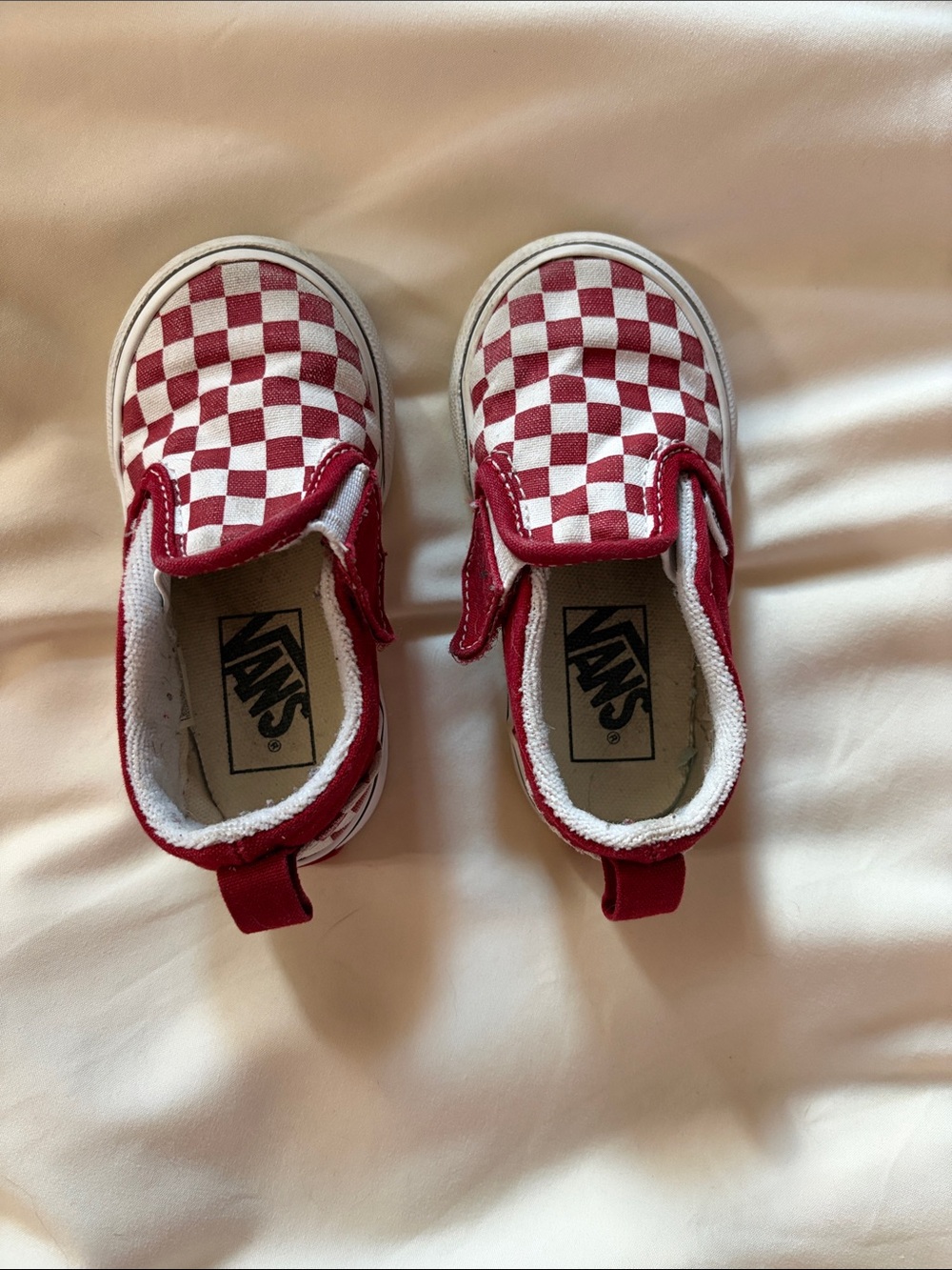 Vans Kids Checkerboard Slip-On Sneakers - Red and White